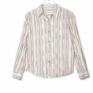 ALFRED DUNNER Mini Tassel Ribbon Striped Button Down Shirt Size 8